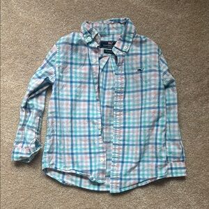 Vineyard Vines Boys Blue Whale Shirt Plaid Pastel